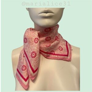 Banana Republic Pink and White Floral Scarf, 100% silk, 22” x 22”.